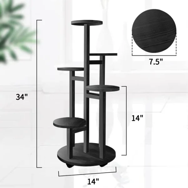 5 Tier Wooden Round Flower Plant Stand For Living Room, Office, Balcony Master Shop Sk